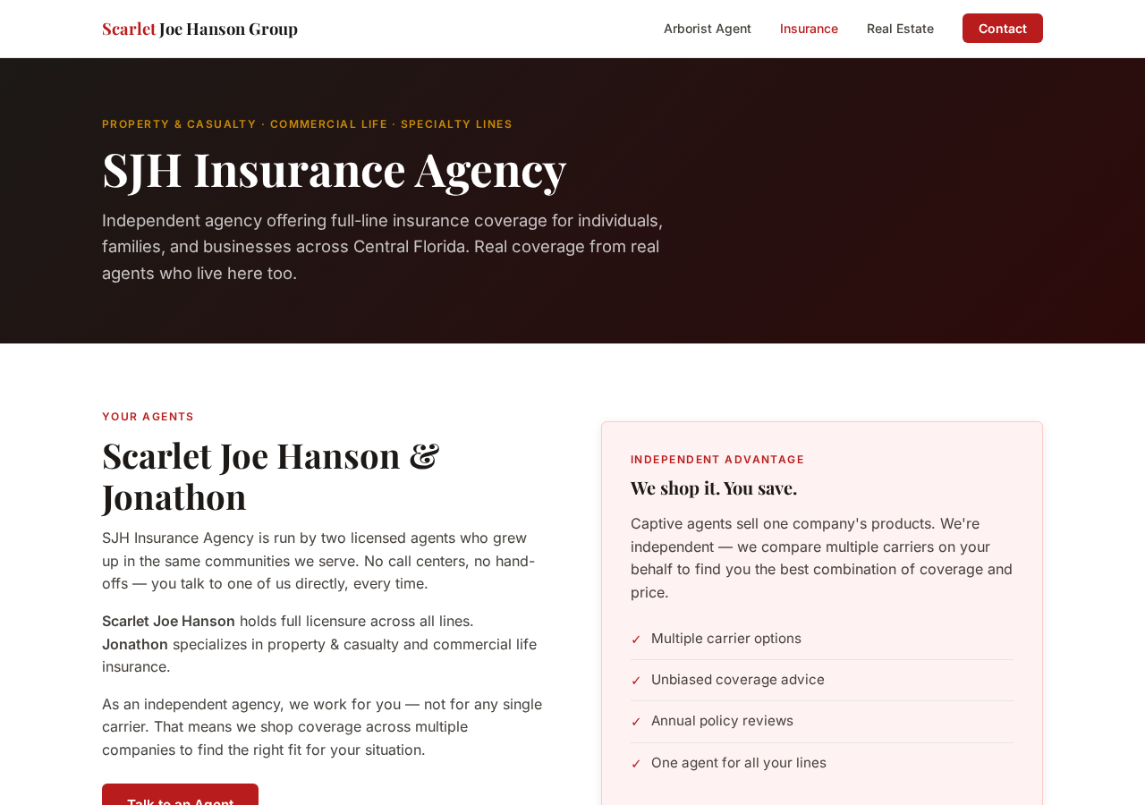 SJH Insurance page preview